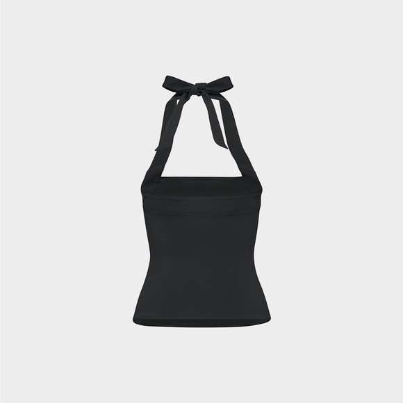 Aritzia Black Halter Tie-Back Tank Top - Picture 2 of 5